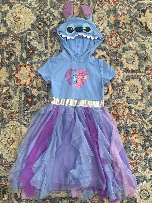 Disney Stitch Girls Size 6/7 Hooded Character Dress VGUC