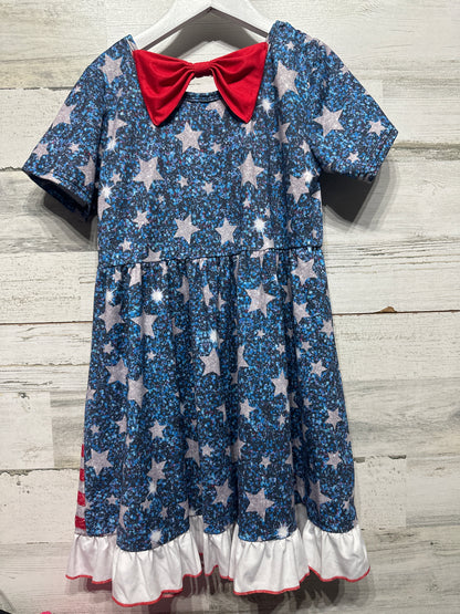 Girls Size 7-8 Red White and Blue Dress - Very Good Used Condition