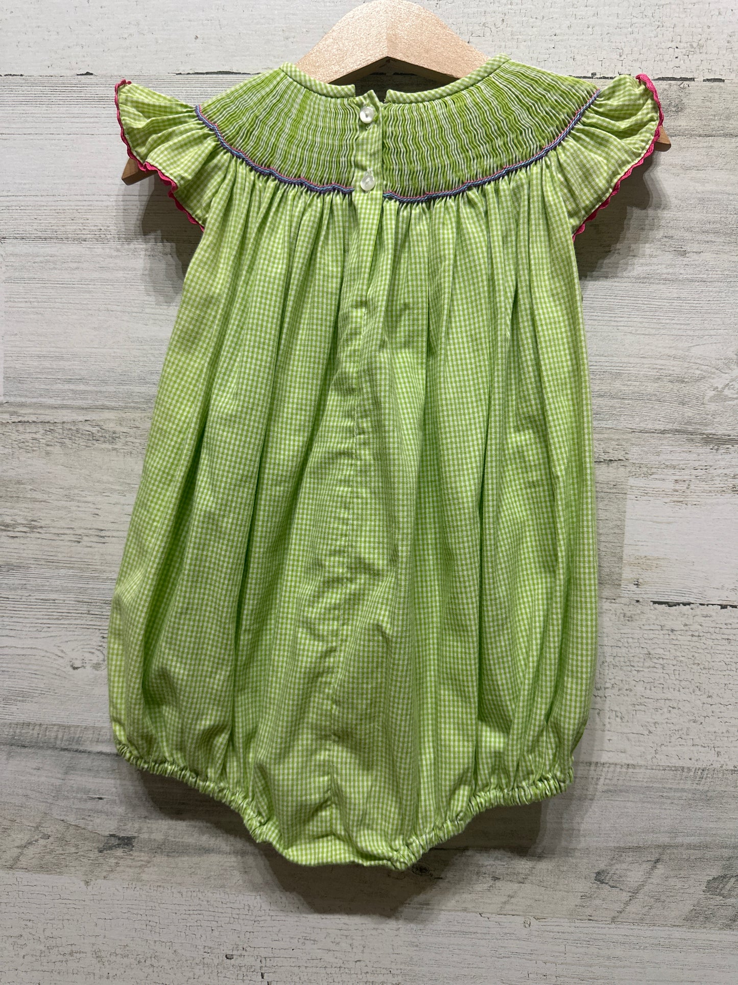 Girls Size 24m Smocktions Hand Smocked Fleur De Lis Bubble - Very Good Used Condition