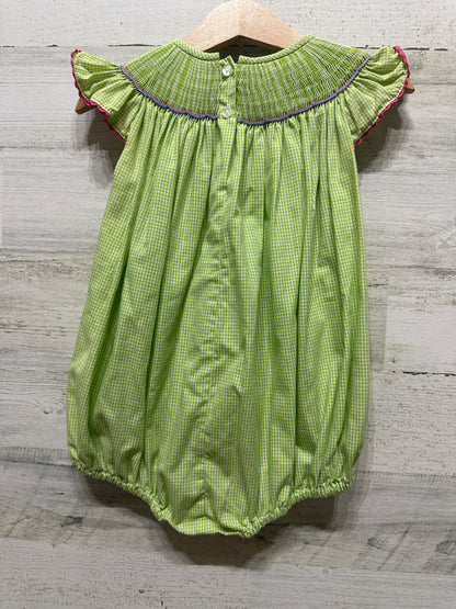 Girls Size 24m Smocktions Hand Smocked Fleur De Lis Bubble - Very Good Used Condition