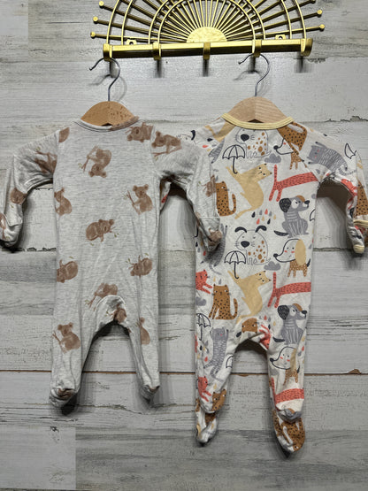 Newborn Soft Modal Bamboo Footed Sleeper Lot - 2 Pieces - GUC