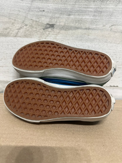 Size 12.5 (Little Kid) Van’s Velcro Green and Blue Shoes - Good Used Condition