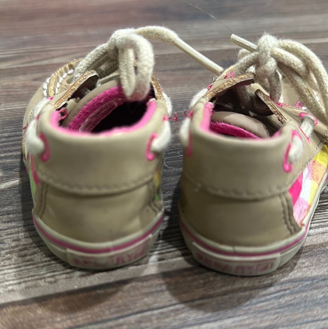 Girls Size 3 (Infant) Sperry Tan Boat Shoes  - Good Used Condition