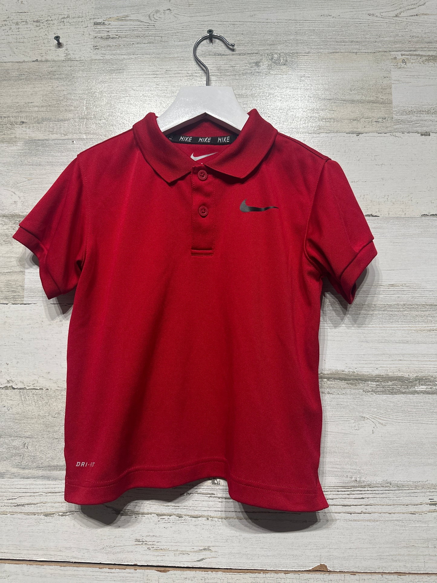 Boys Preowned Size 5 (fits 4-5 yrs) Nike Drifit Red Polo Shirt - Good Used Condition