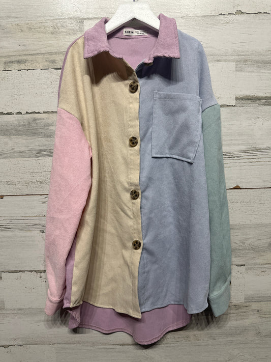 Girls Size 11/12 SHEIN Color Block Button Up - Very Good Used Condition