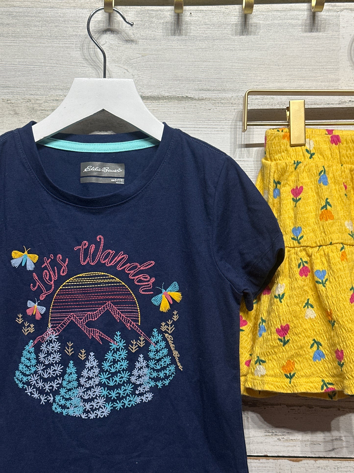 Eddie Bauer Shirt / BCG Skort - Girls Size 7/8 - Very Good Used Condition