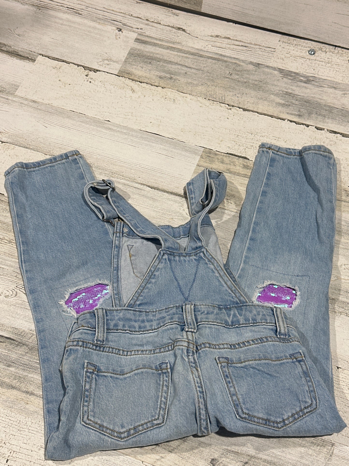 Overalls Sequin Distressed - Cat and Jack - Girls Size Small 6-7 - Very Good Used Condition