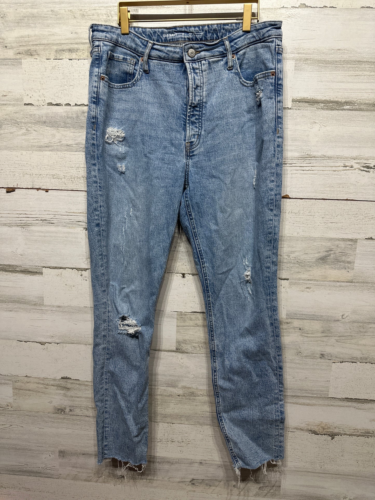 Women’s Preowned Size 12 Old Navy Pop Icon Skinny Extra High Rise Distressed Jeans - Good Used Condition