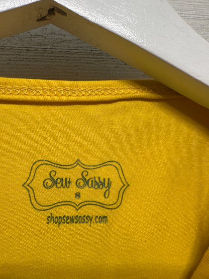 Size 8 Sew Sassy Gold Ruffle Shirt - Very Good Used Condition