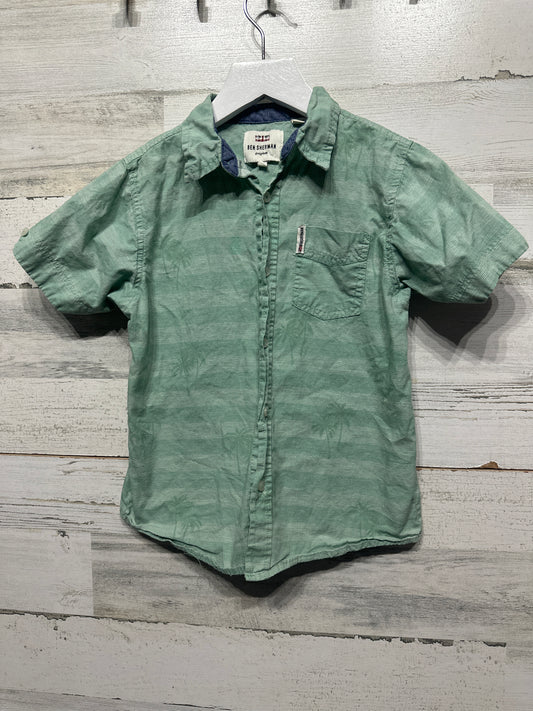 Boys Size 7 Ben Sherman Green Palms Button Up Shirt - Good Used Condition