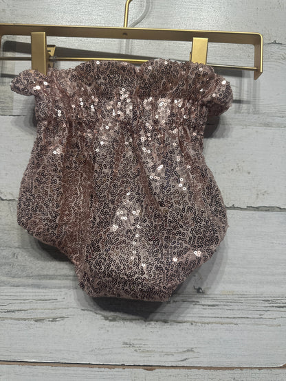 Girls Size 6-12m Rose Gold High Waisted Sequin Bloomers - Very Good Used Condition