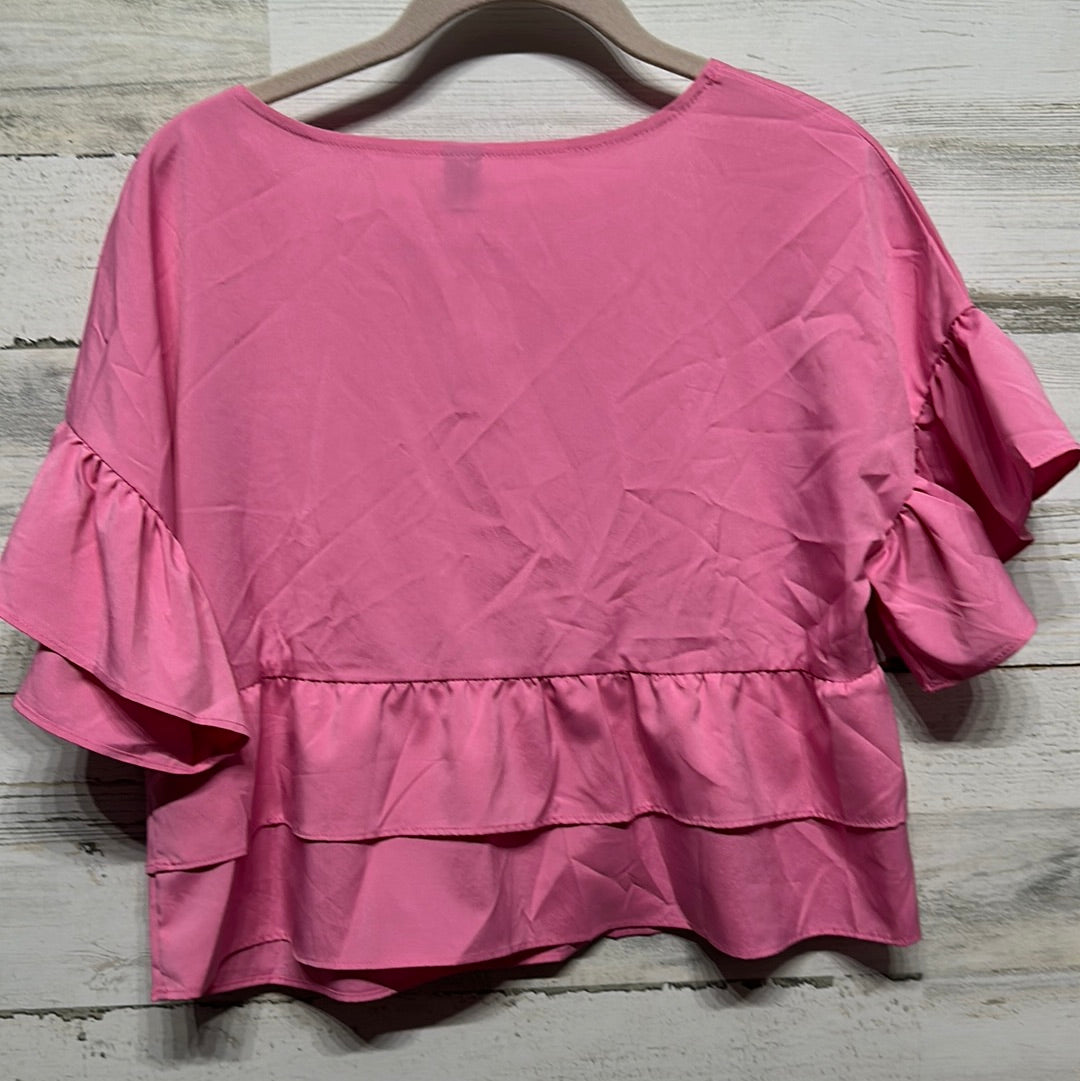 Women's Size Medium Shein Pink Ruffle Shirt - Good Used Condition