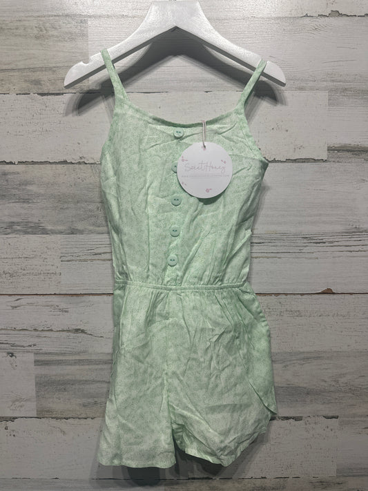 Girls Size 5 Sweet Honey Green Floral Romper With Pocketd - New With Tags