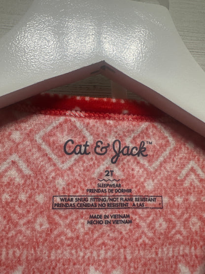 Size 2t Girls Cat and Jack Holiday Fleece Pajama Set - Very Good Used Condition