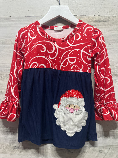 Girls Size 12-18m Santa Applique Dress - Good Used Condition