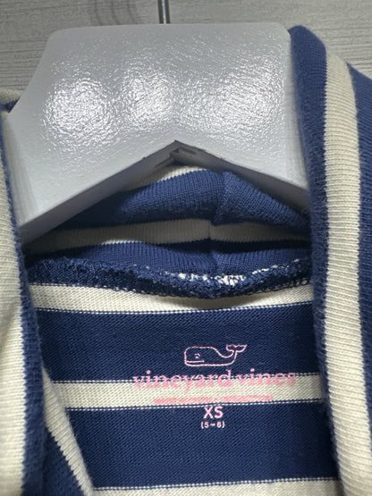 Vineyard Vines Turtle Neck Navy Striped Cotton Dress - Girls Size XS 5-6 - Very Good Used Condition