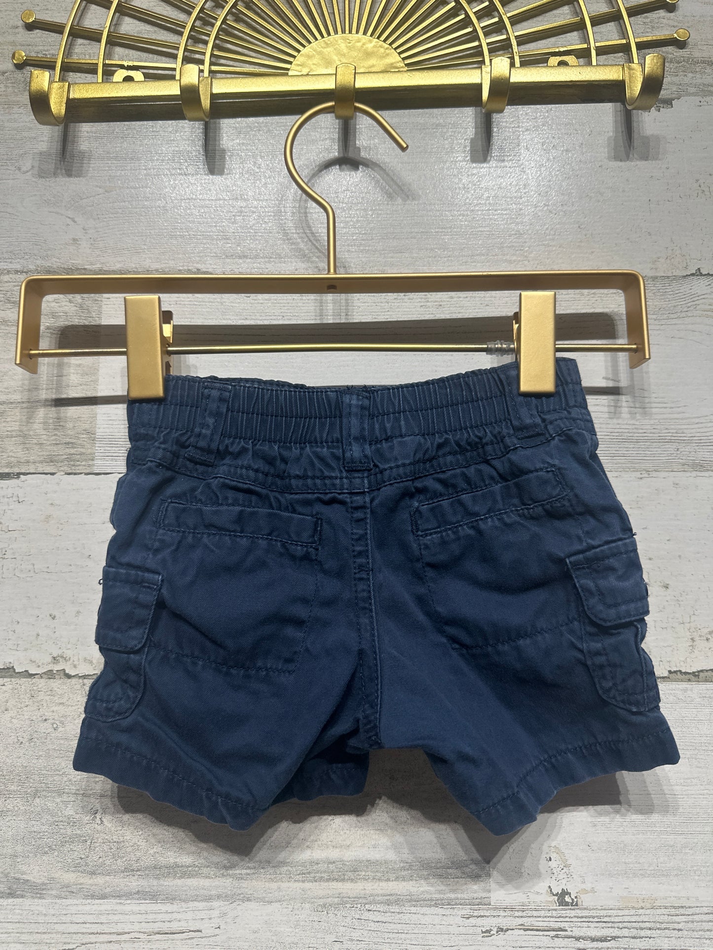 Boys Size 3-6m Miniwear Navy Cargo Shorts - Good Used Condition