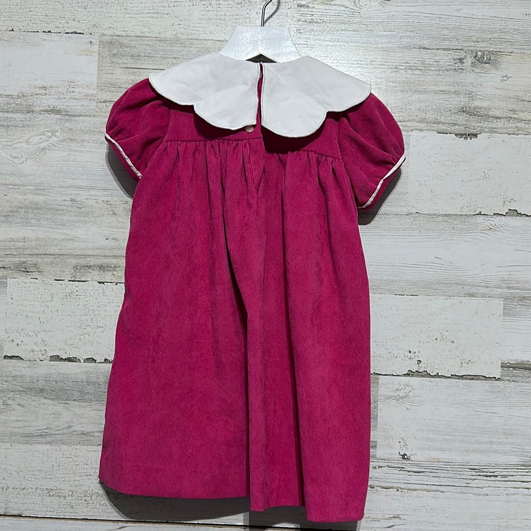 Girls Size 2t Sophie and Lucas dark pink cord dress with white scalloped collar  - very good used condition