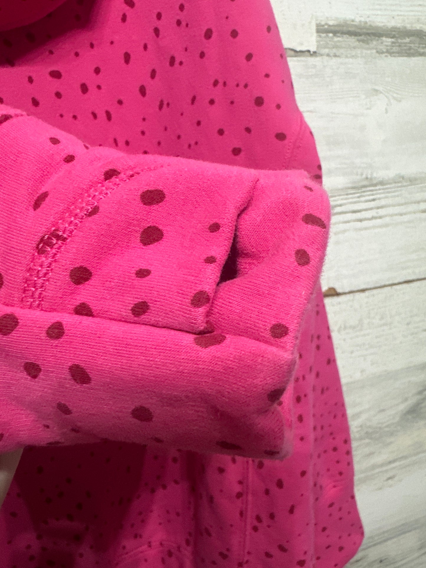 Girls Size 12 (Large) Athleta Girl Pink Spotted Oversized Hoodie (With Thumbholes)  - Very Good Used Condition