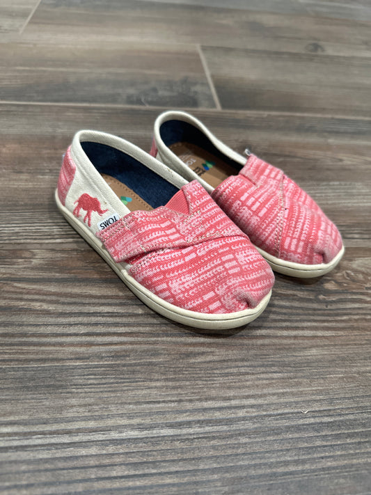 Girls Size 9 Toms Embroidered Elephant Slip On Shoes - Good Used Condition