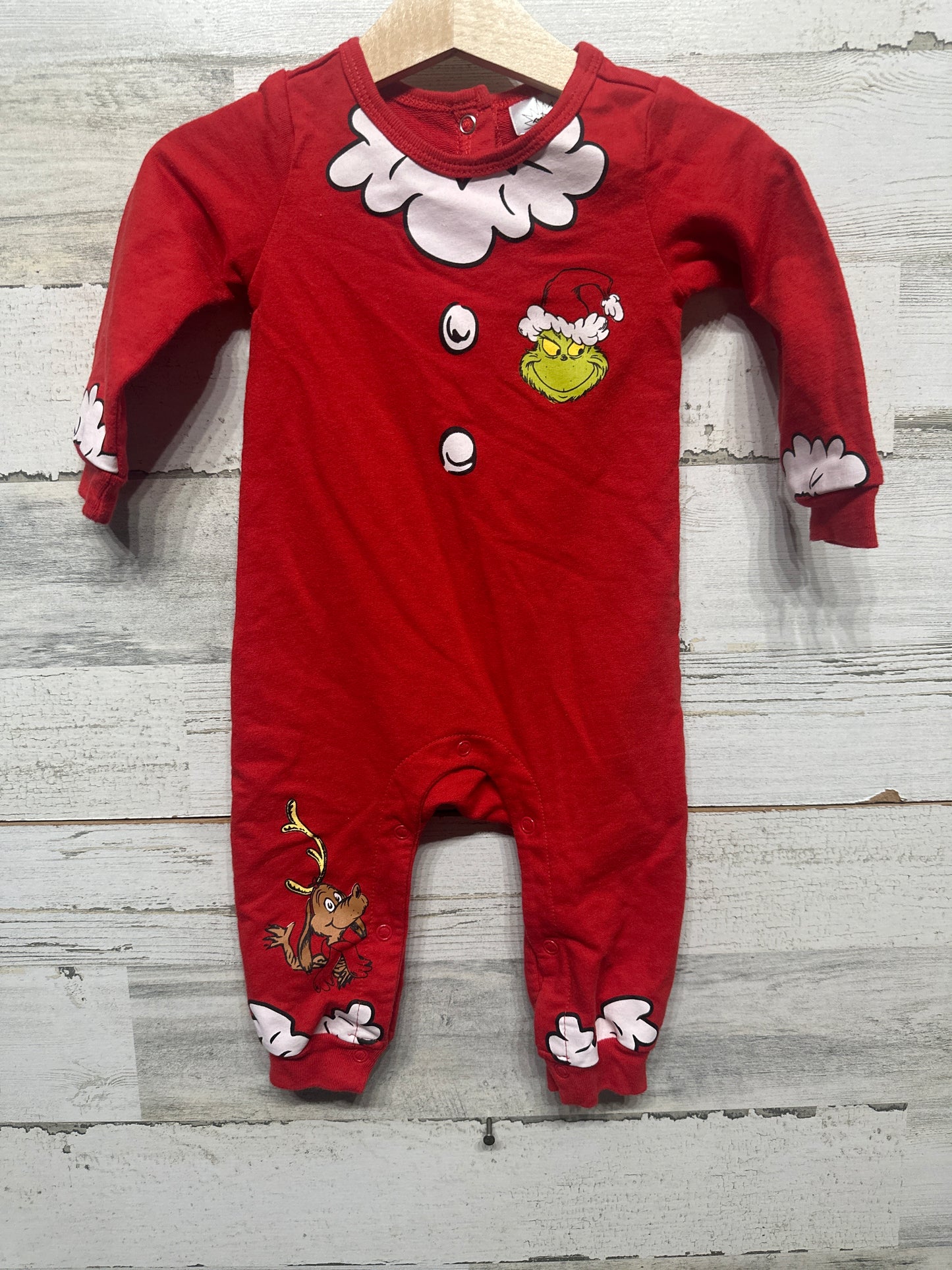Boys Size 6-9m Grinch Holiday Romper - Very Good Used Condition