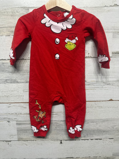 Boys Size 6-9m Grinch Holiday Romper - Very Good Used Condition