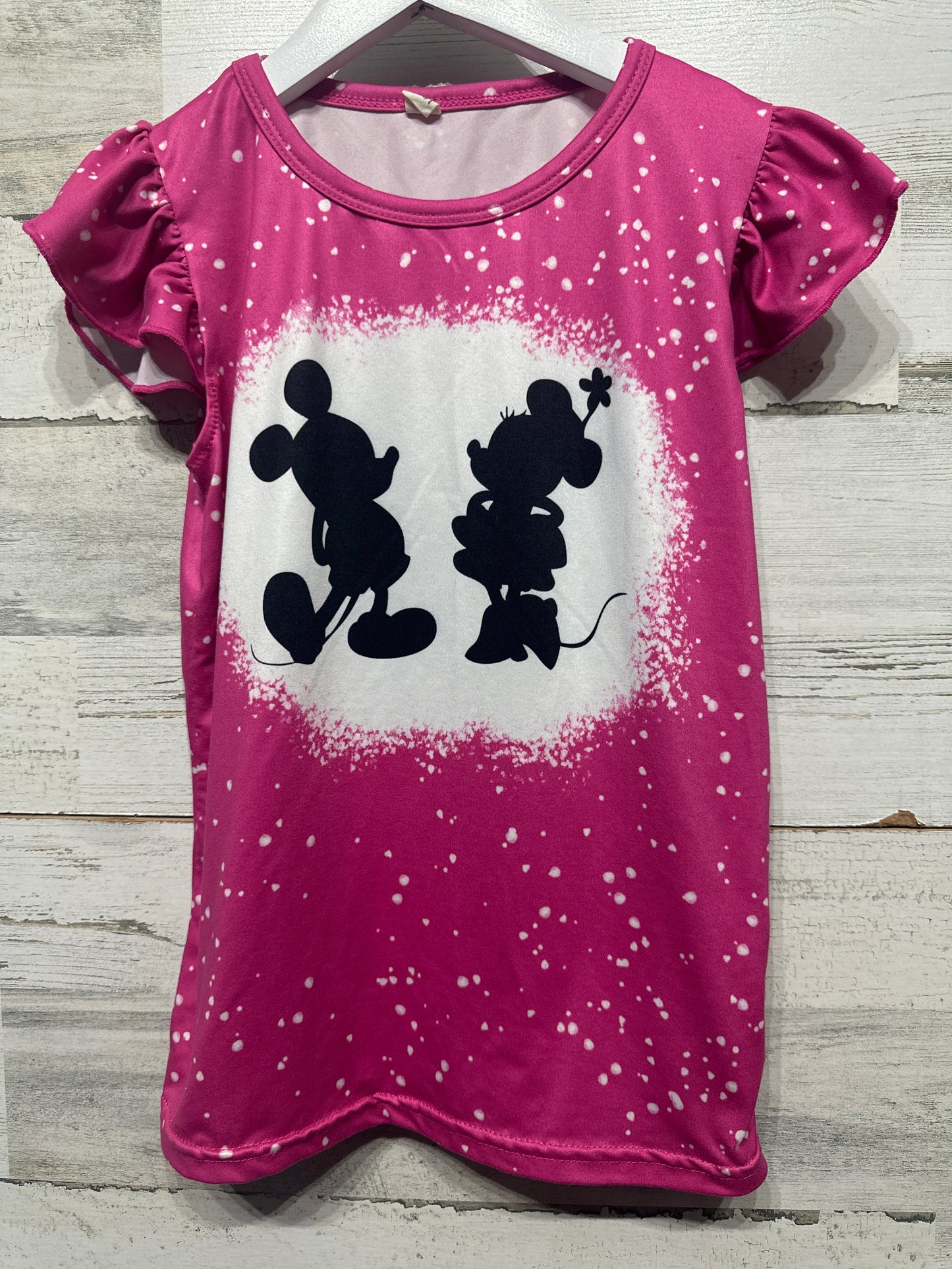 Girls Size 7-8 Mickey and Minnie Shirt - Good Used Condition