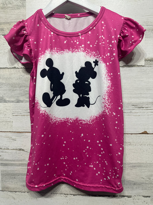 Girls Size 7-8 Mickey and Minnie Shirt - Good Used Condition