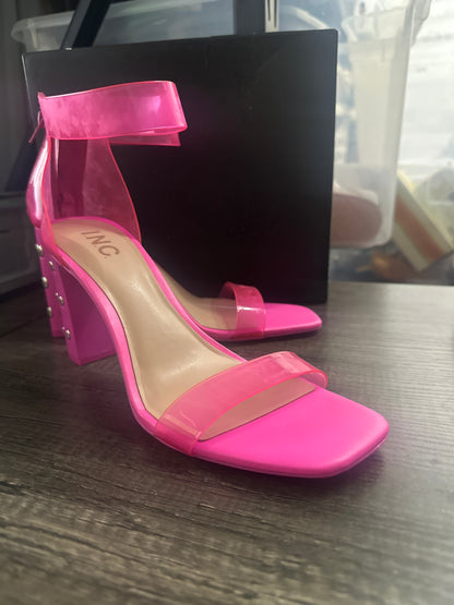 Women’s Size 9 INC Pink Hot Pink Studded Makenna 5 Heels - Good Used Condition