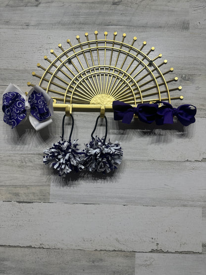 Lot of 5 Various Purple and White Hair Accessories - Good Used Condition