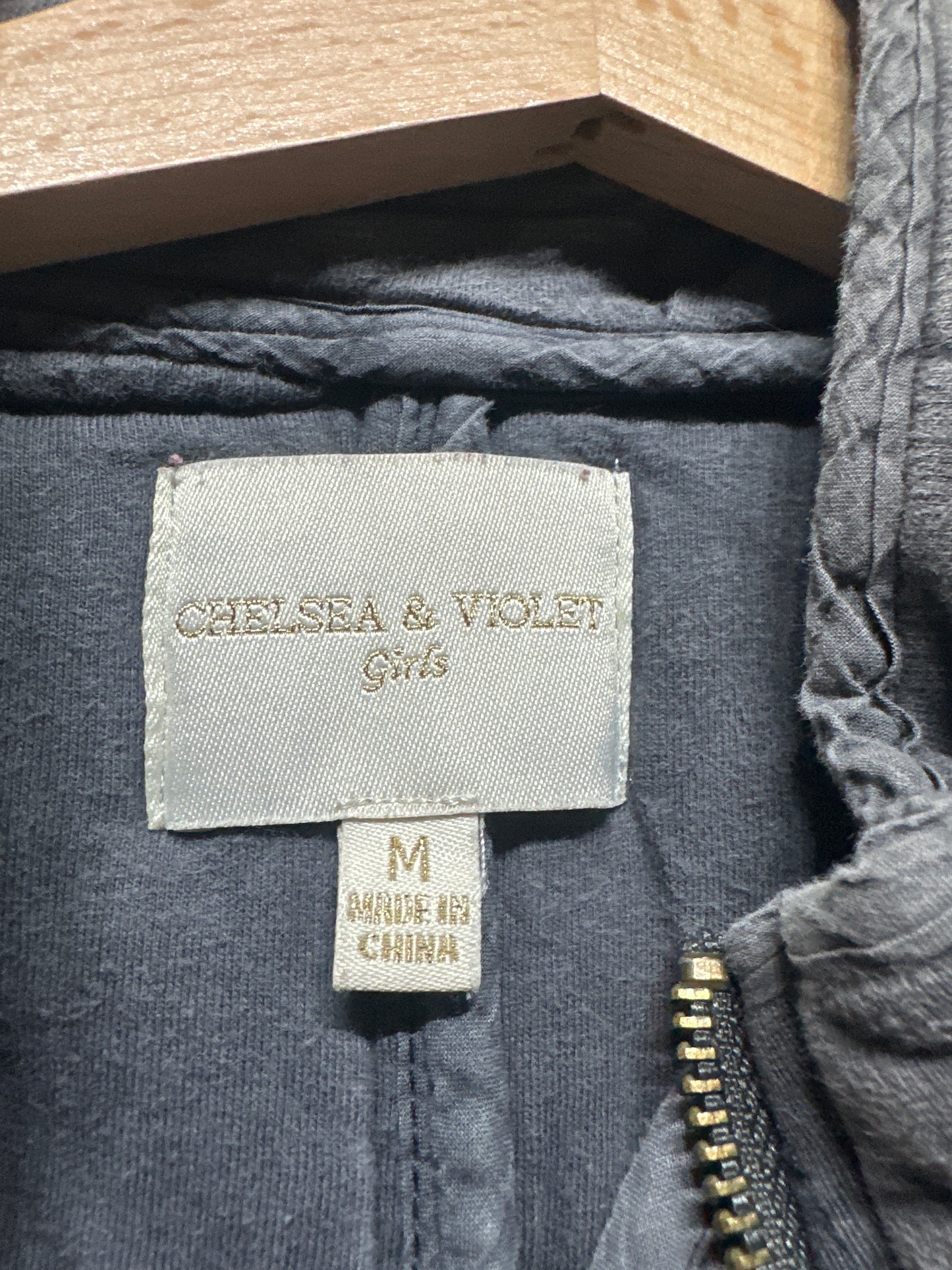 Chelsea & Violet Girls Size Medium Quilted Bomber Jacket Coat Distressed Grey VGUC