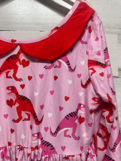 Size 12 Cheeky Plum Dino Hearts Dress - Very Good Used Condition