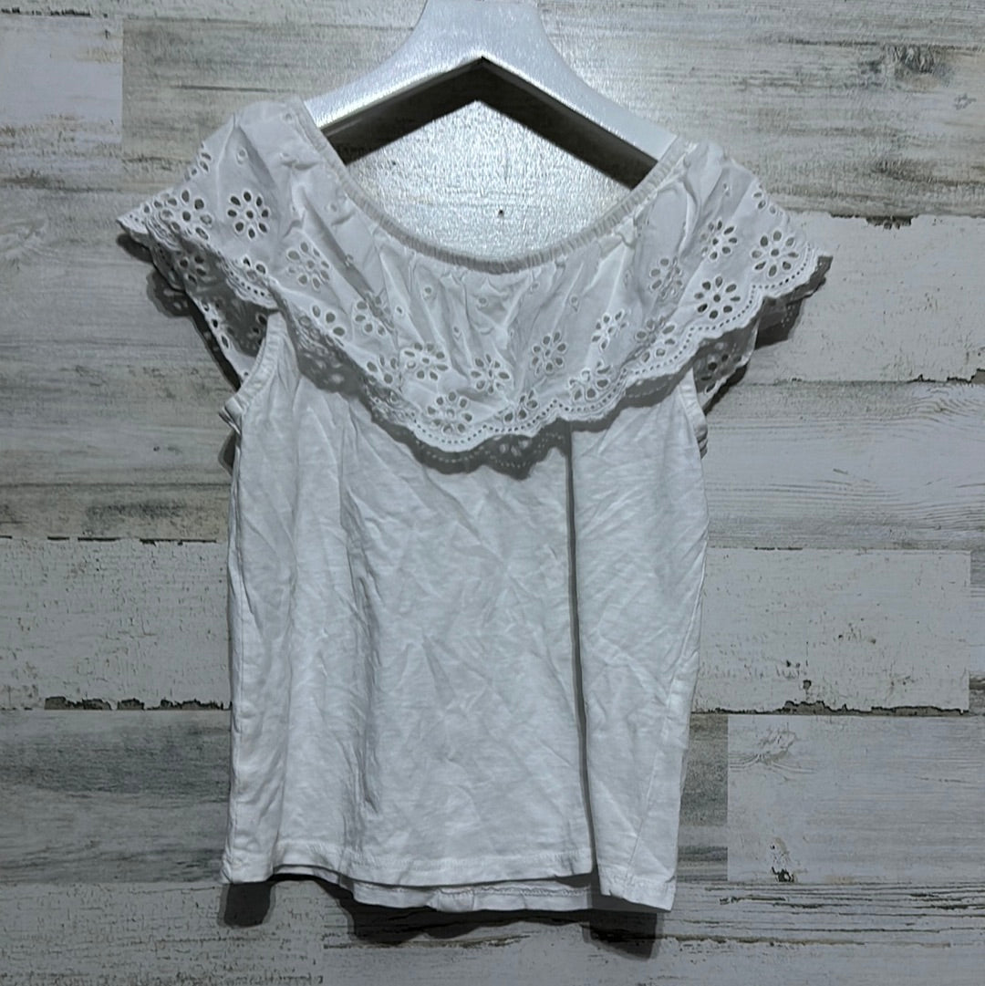 Girls Size 10 Justice white eyelet lace shirt - good used condition