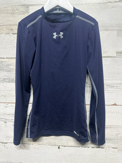 Boys Size XS (7)Under Armour Navy Fitted Heatgear UPF 50 Shirt - Very Good Used Condition