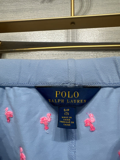 Girls Preowned Size 7 (Small) Polo Ralph Lauren Embroidered Flamingo Shorts - Play Condition**
