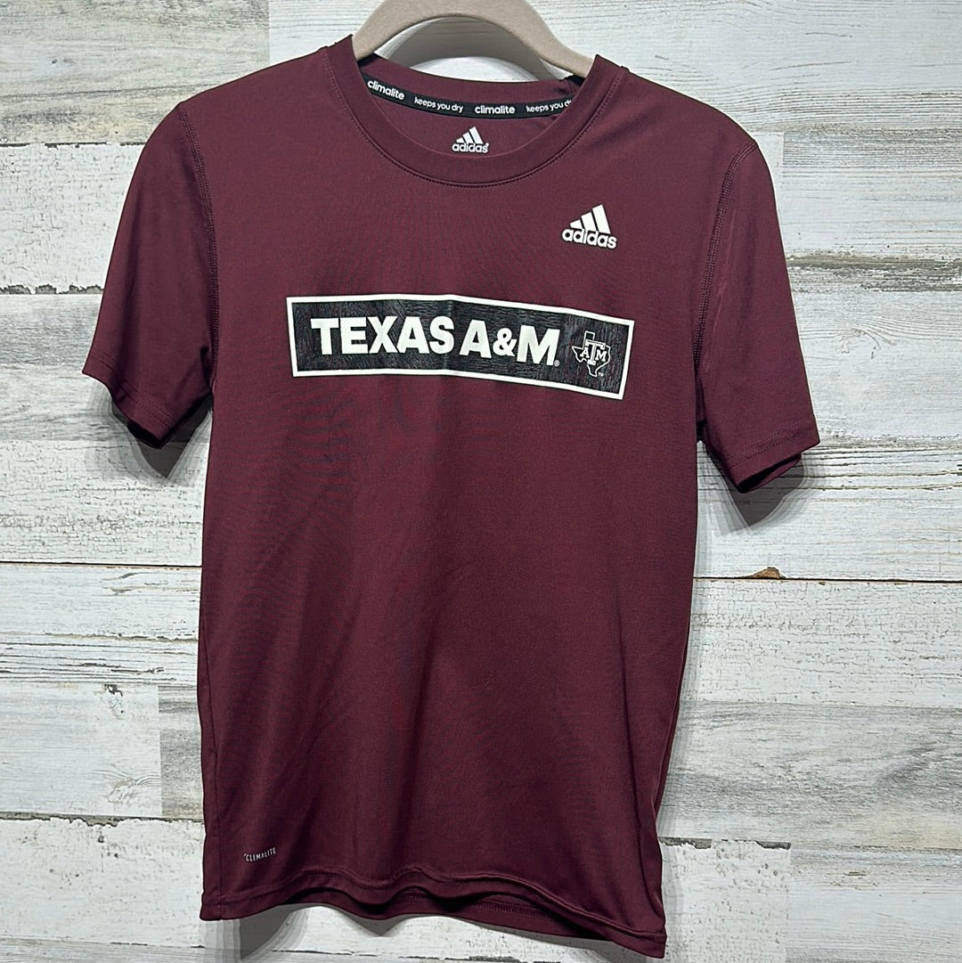 Boys Size 10-12 Adidas Texas ATM A&M / Aggies Drifit Material Shirt With Signatures - Good Used Condition