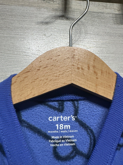 Boys Size 18m Carter’s Fleece Footed Sleeper - Good Used Condition