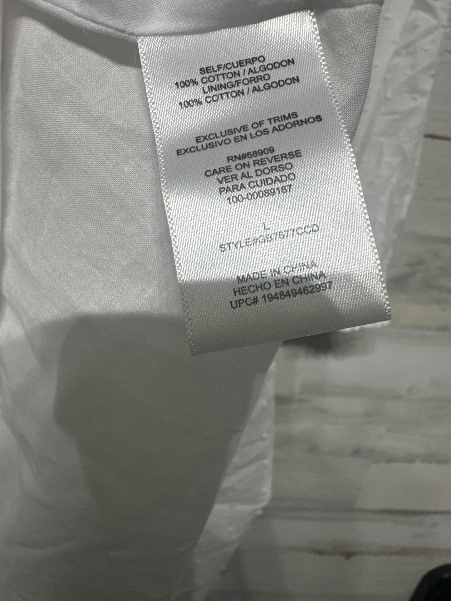 Women's Size Large GB White Swiss Dot Dress - Good Used Condition