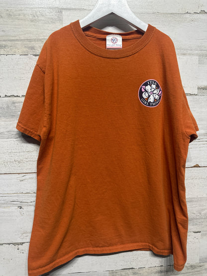 Girls Size Youth Large On Saturdays We Wear Burnt Orange and White Shirt - Very Good Used Condition