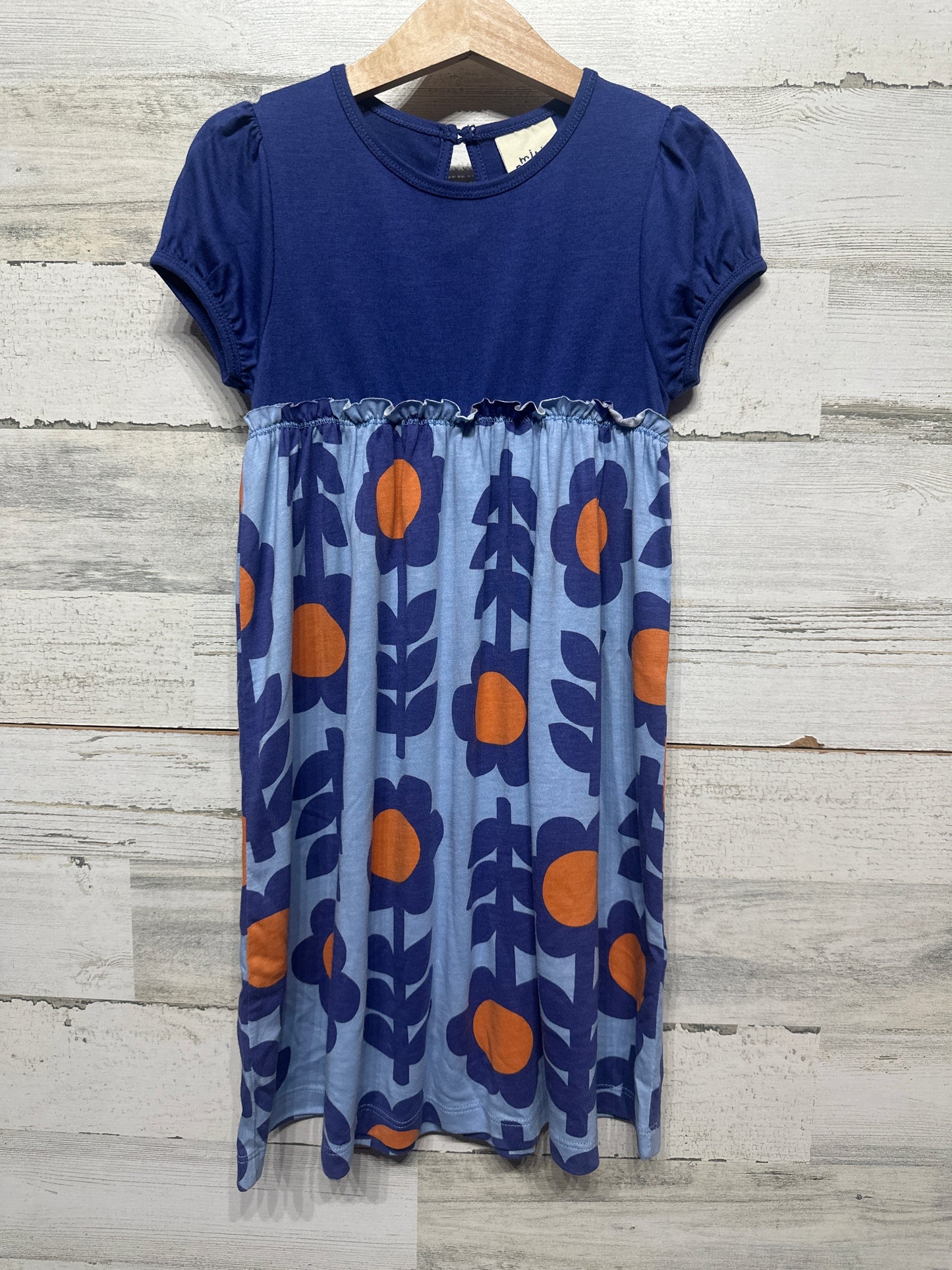 Mini Boden Blue Floral Dress Girls 5-6 Years VGUC