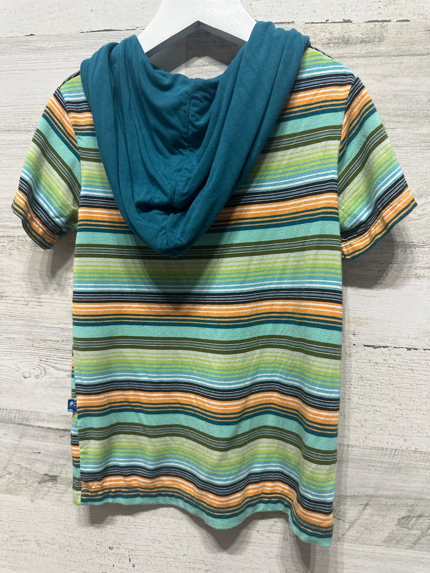 Boys Size 5/6 (XS) Kickee Pants Bamboo Striped Hooded Shirt - Good Used Condition