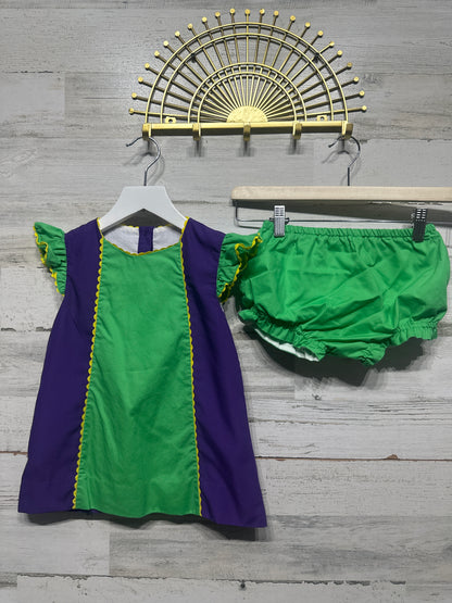 Girls Size 4t Purple Pearl Smocks Mardi Gras Set - Very Good Used Condition