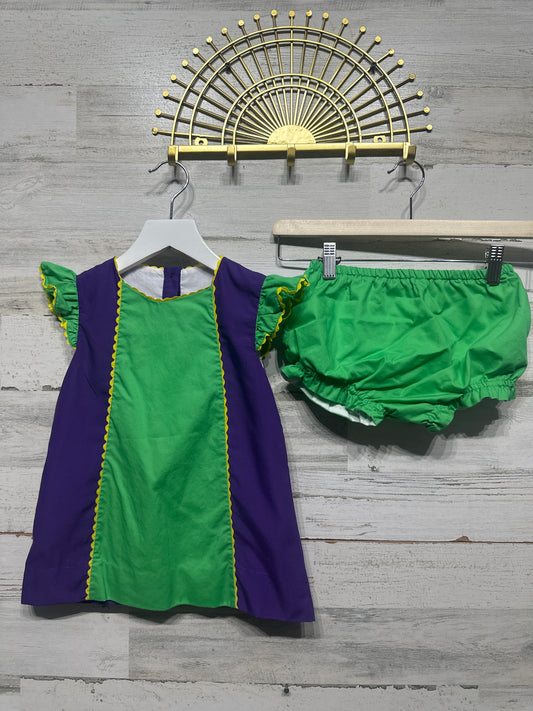Girls Size 4t Purple Pearl Smocks Mardi Gras Set - Very Good Used Condition