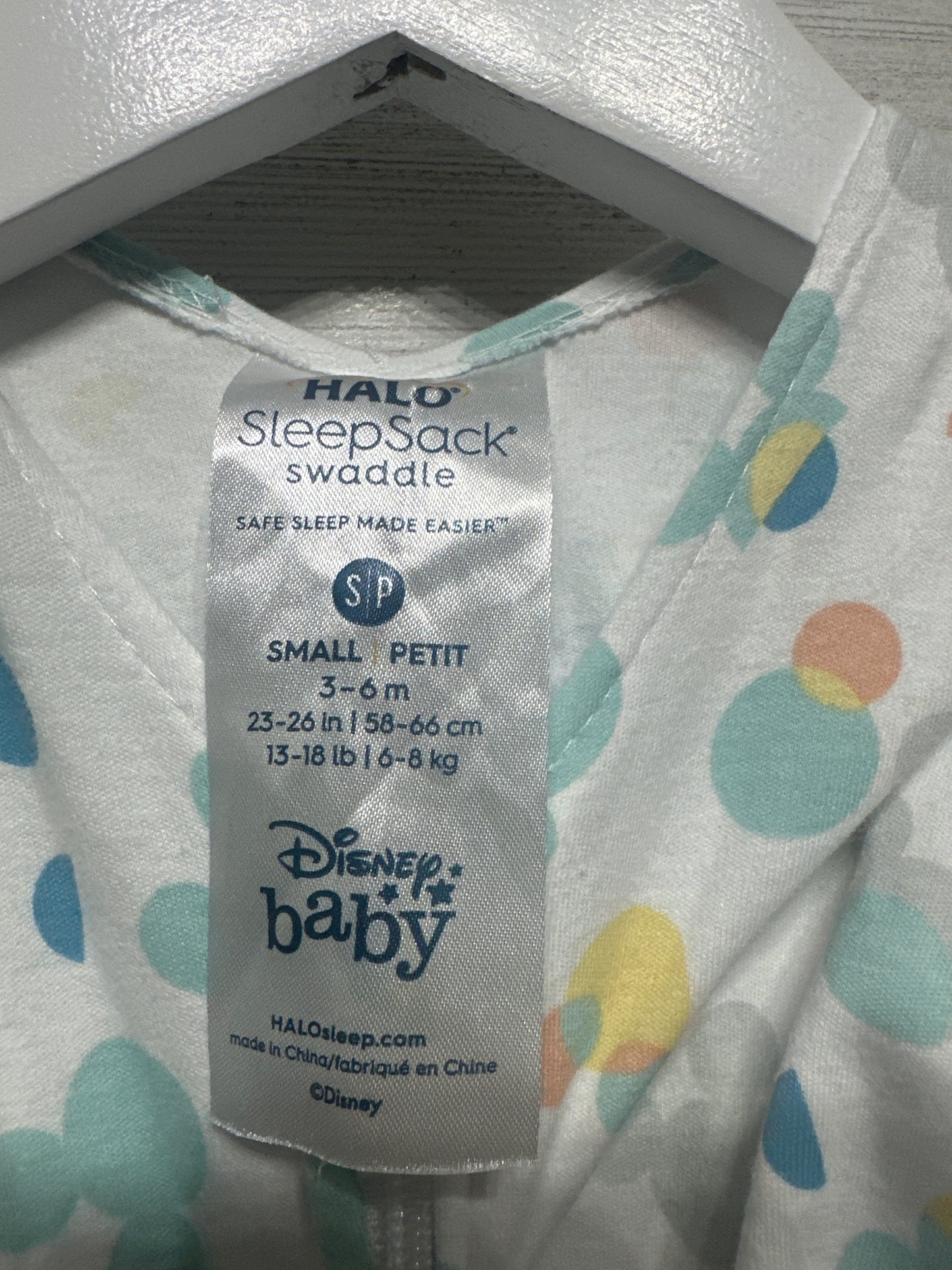 Size 3-6m Small Halo Disney Baby Mickey Mouse SleepSack Swaddle - Very Good Used Condition