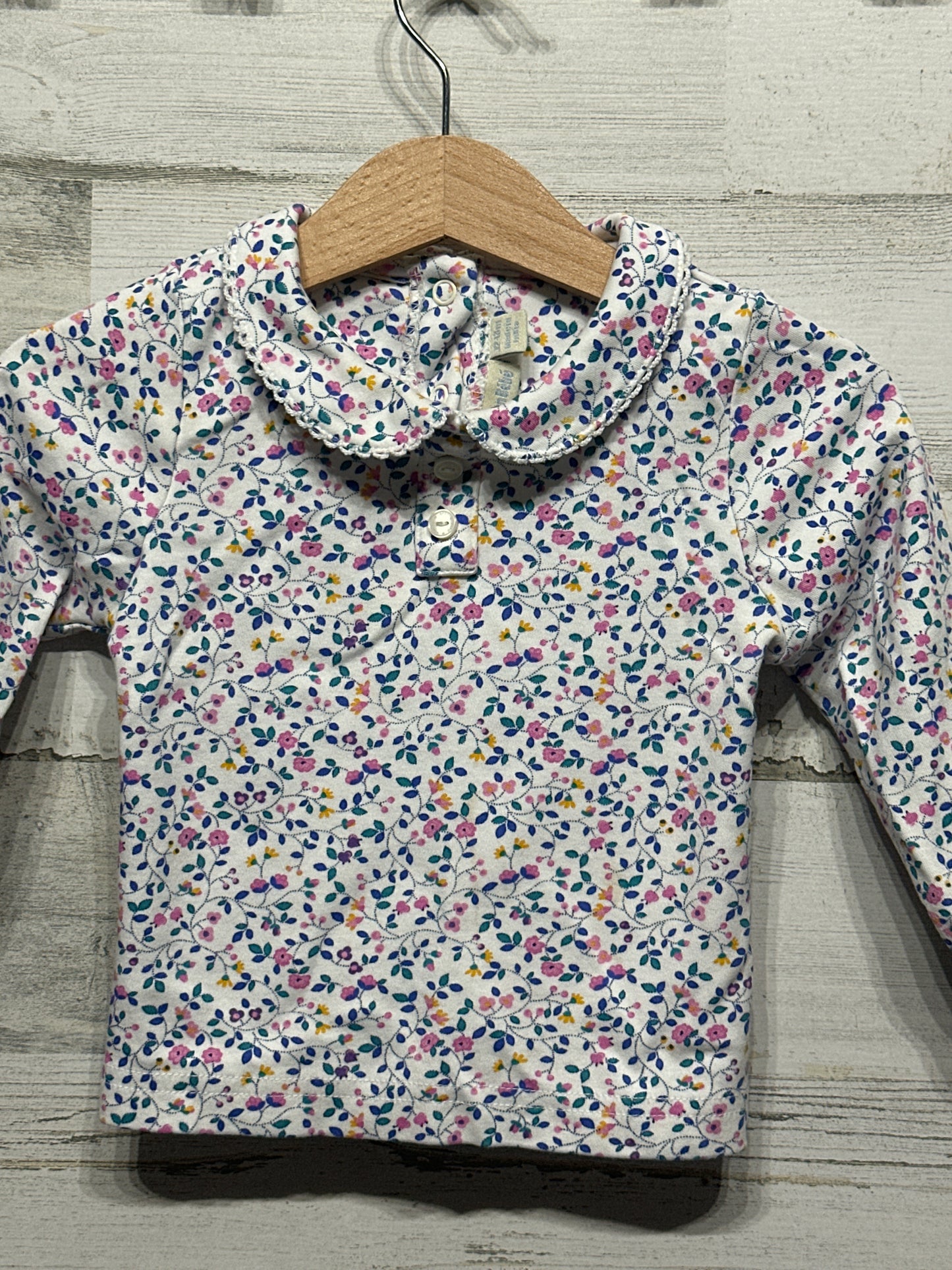 Preowned Girls Size 12-18m Jojo Maman Bebe Floral Collared Shirt  - Good Used Condition