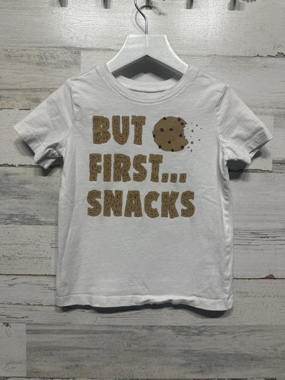 Boys Size 4t Osh Kosh But First Snacks Tee - Good Used Condition