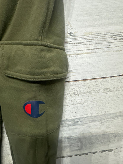 Boys Medium (10/12) Champion Olive Green Cargo Sweatpants - Good Used Condition