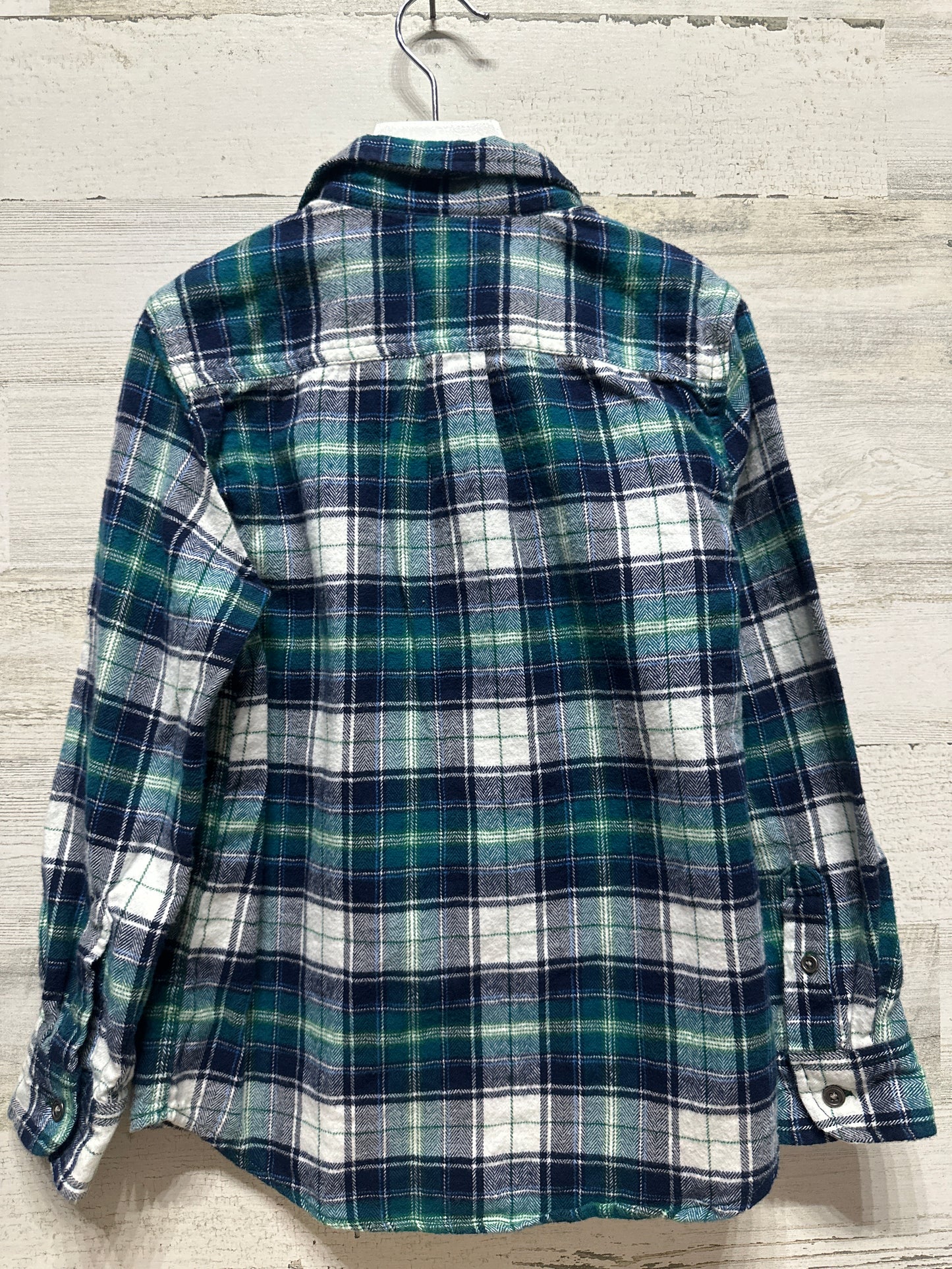 Boys Size Small (6-7) Cat and Jack Plaid Flannel Button Up Shirt - Good Used Condition
