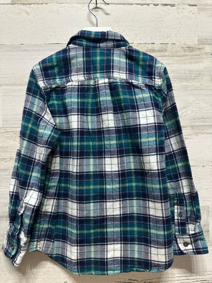 Boys Size Small (6-7) Cat and Jack Plaid Flannel Button Up Shirt - Good Used Condition