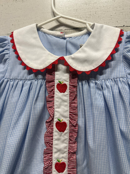 Girls Size 3t Banana Split Embroidered Apples Dress - Very Good Used Condition
